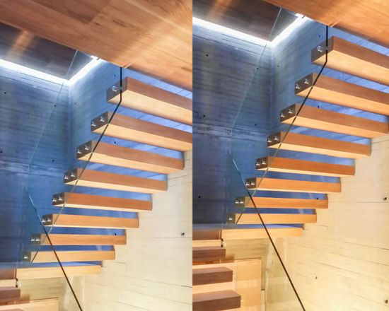 wood and glass stairs